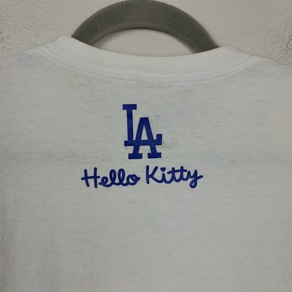 Hello Kitty LA Dodgers Graphic T-Shirt Size Small White Sanrio MLB Baseball Tee - Picture 7 of 11